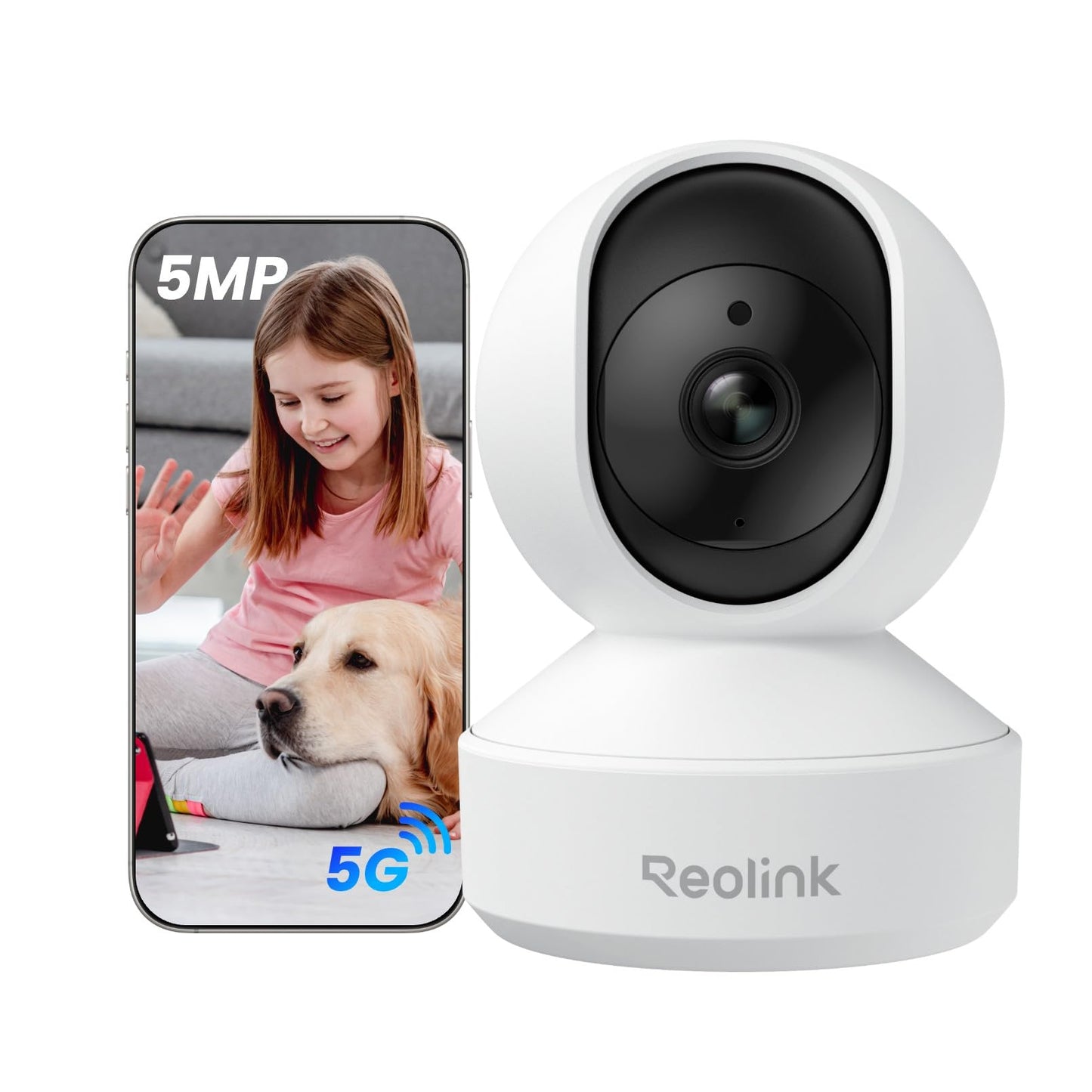 REOLINK Indoor Security Camera Support 2.4/5 GHz Wi-Fi, E1 Pro 4MP HD Plug-in Pet Camera, 360 Degree Baby/Pet Monitor with Auto Tracking, Person/Pet Detection, Night Vision, 2-way Audio, Local Storage