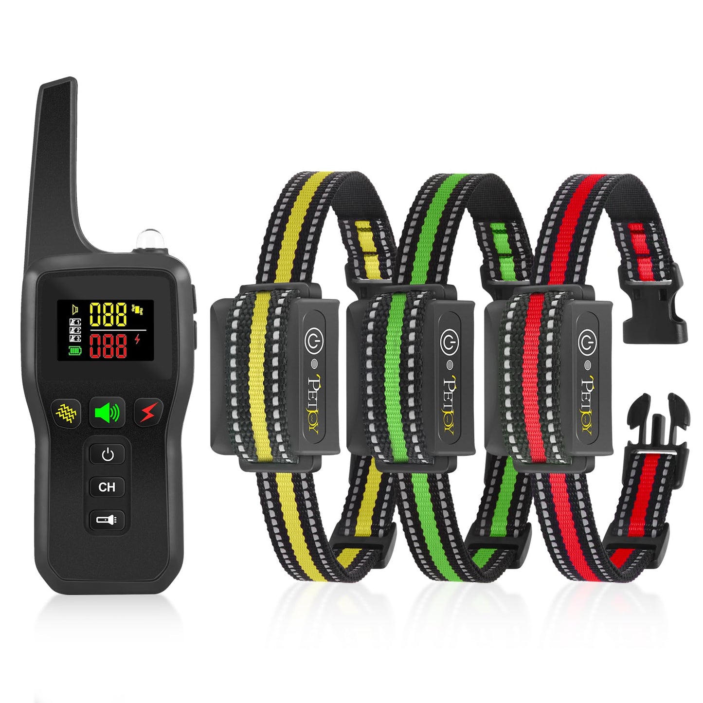 PetJoy Automatic Bark Collar for Dogs - Shock Collar with Remote and Auto Modes, Bark Training Combo - Level 1-5, 3300 Ft Range