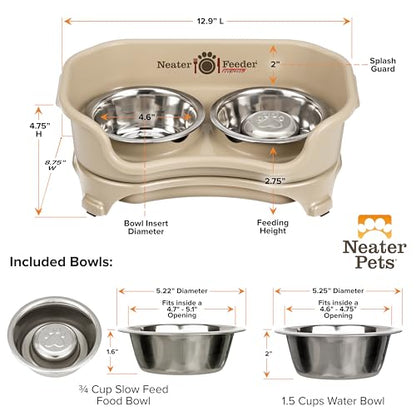 Neater Feeder - Express Model - Mess-Proof Cat & Dog Bowls – Made in USA – Elevated, No Spill, Non-Tip, Non-Slip, Raised Stainless Steel Food & Water Pet Bowls