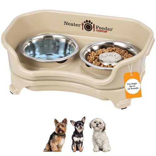 Neater Feeder - Express Model - Mess-Proof Cat & Dog Bowls – Made in USA – Elevated, No Spill, Non-Tip, Non-Slip, Raised Stainless Steel Food & Water Pet Bowls