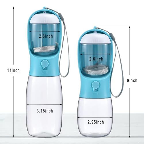 Portable Dog Water Bottle with Food Container & Filter