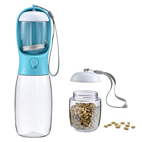 Portable Dog Water Bottle with Food Container & Filter