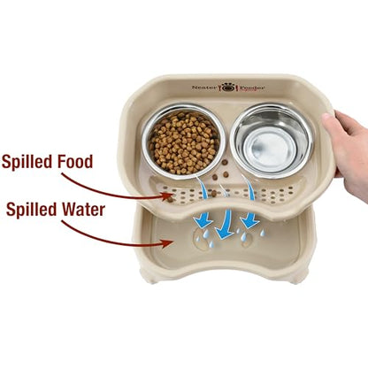 Neater Feeder - Express Model - Mess-Proof Cat & Dog Bowls – Made in USA – Elevated, No Spill, Non-Tip, Non-Slip, Raised Stainless Steel Food & Water Pet Bowls