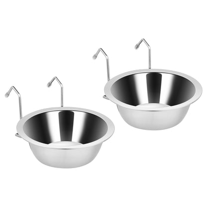 Fri4Free 2PCS Stainless Steel Hanging Kennel Water Bowls