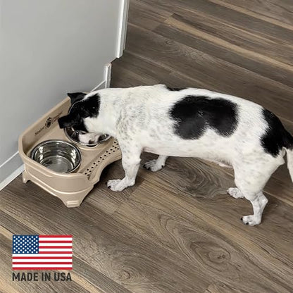 Neater Feeder - Express Model - Mess-Proof Cat & Dog Bowls – Made in USA – Elevated, No Spill, Non-Tip, Non-Slip, Raised Stainless Steel Food & Water Pet Bowls