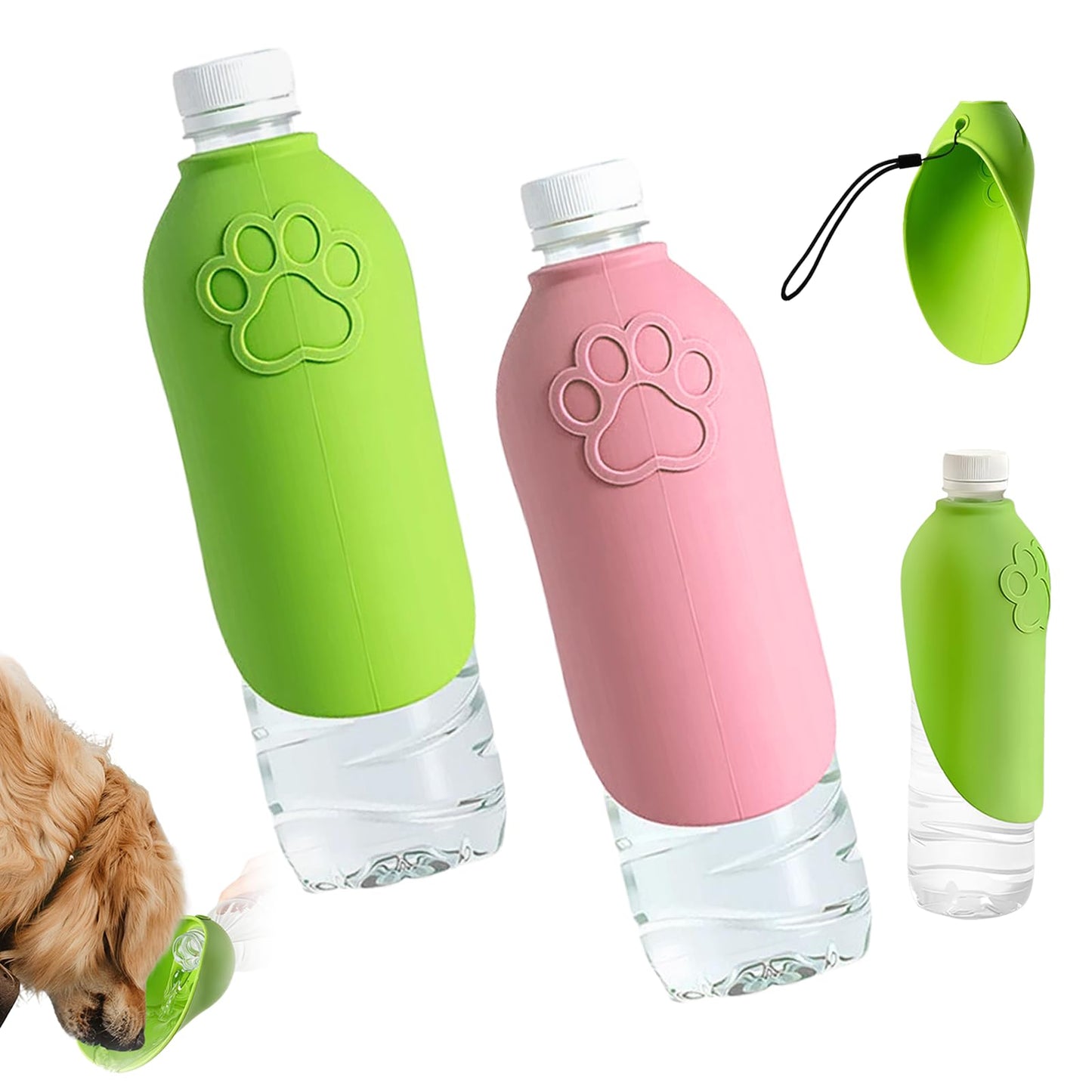 Portable Dog Water Bottle with Foldable Travel Bowl