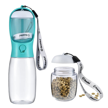 Portable Dog Water Bottle with Food Container & Filter