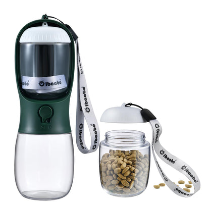 Portable Dog Water Bottle with Food Container & Filter