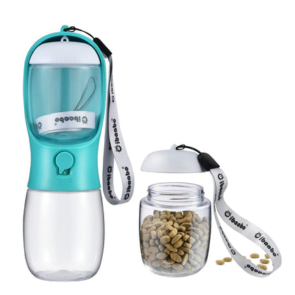 Portable Dog Water Bottle with Food Container & Filter