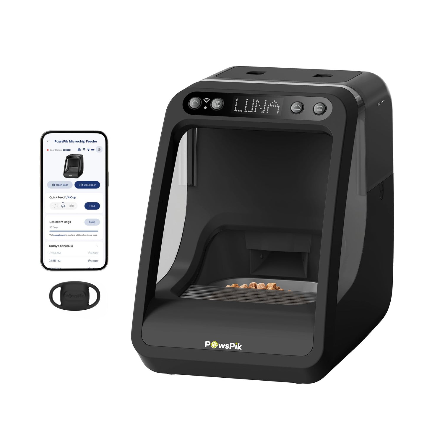 PawsPik Automatic Microchip RFID Cat Feeder,16-Cup, ISO Microchip & PawsPik RFID Tag Compatible, App Control, Portion Control