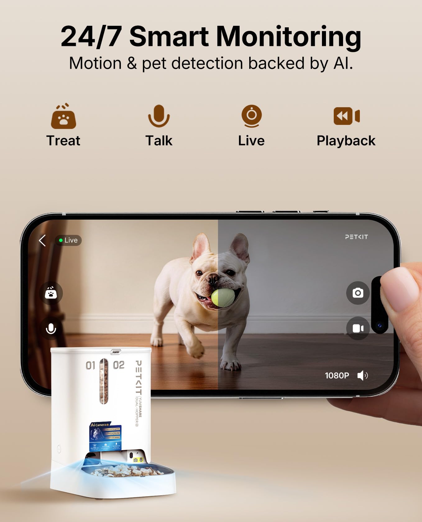 PETKIT Automatic Cat Feeder with Camera, Upgraded Multi-Cat Recognition, 2.4G&5G WiFi Pet Feeder with Freshness Preservation