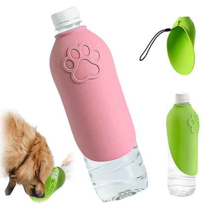 Portable Dog Water Bottle with Foldable Travel Bowl