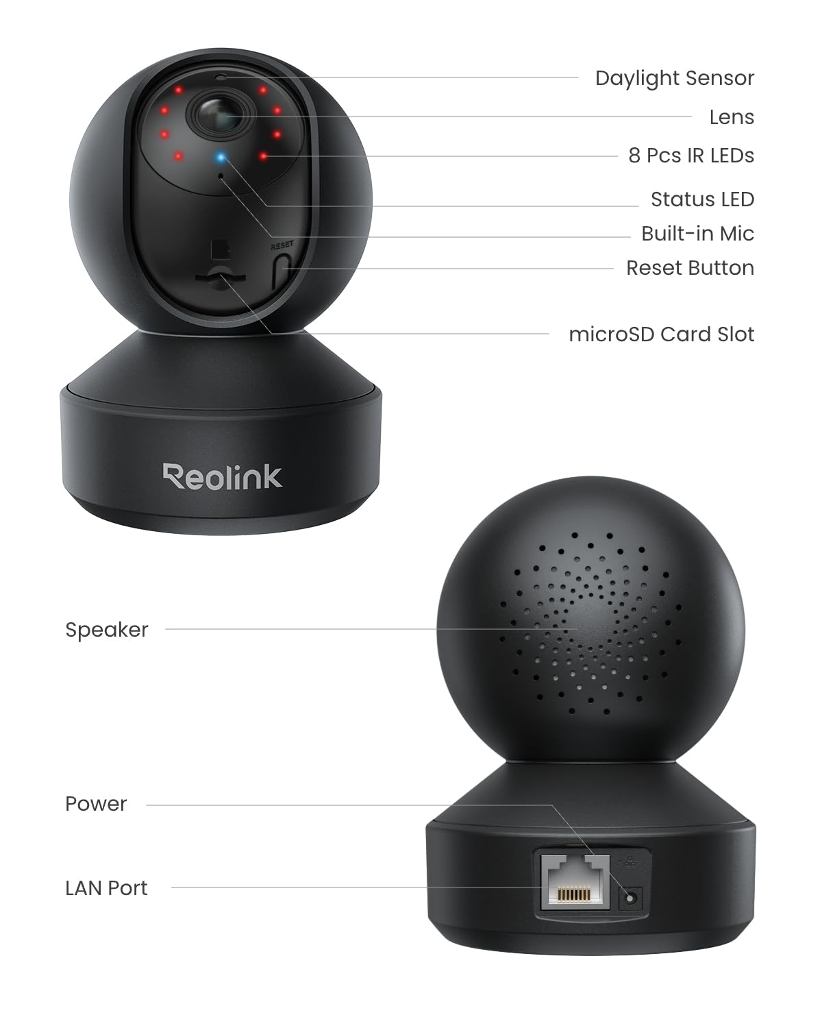 REOLINK Indoor Security Camera Support 2.4/5 GHz Wi-Fi, E1 Pro 4MP HD Plug-in Pet Camera, 360 Degree Baby/Pet Monitor with Auto Tracking, Person/Pet Detection, Night Vision, 2-way Audio, Local Storage