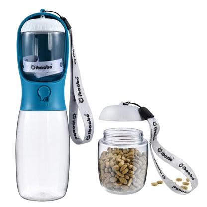 Portable Dog Water Bottle with Food Container & Filter