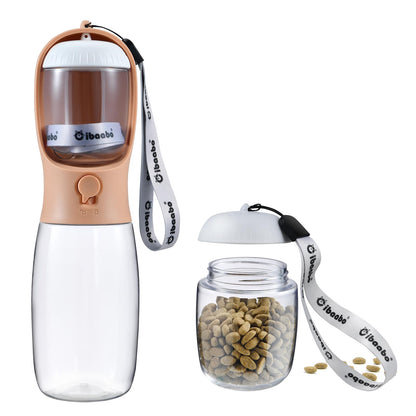 Portable Dog Water Bottle with Food Container & Filter