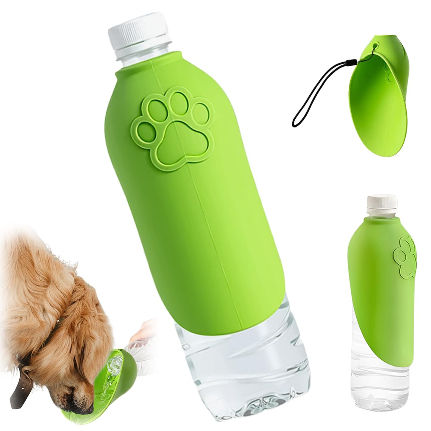 Portable Dog Water Bottle with Foldable Travel Bowl
