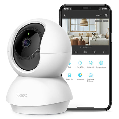 Tapo TP-Link Pan Tilt Security Camera for Baby Monitor, Dog Camera w/Motion Detection, 2-Way Audio Siren, Night Vision, Cloud &SD Card Storage