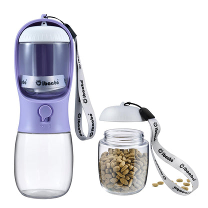 Portable Dog Water Bottle with Food Container & Filter