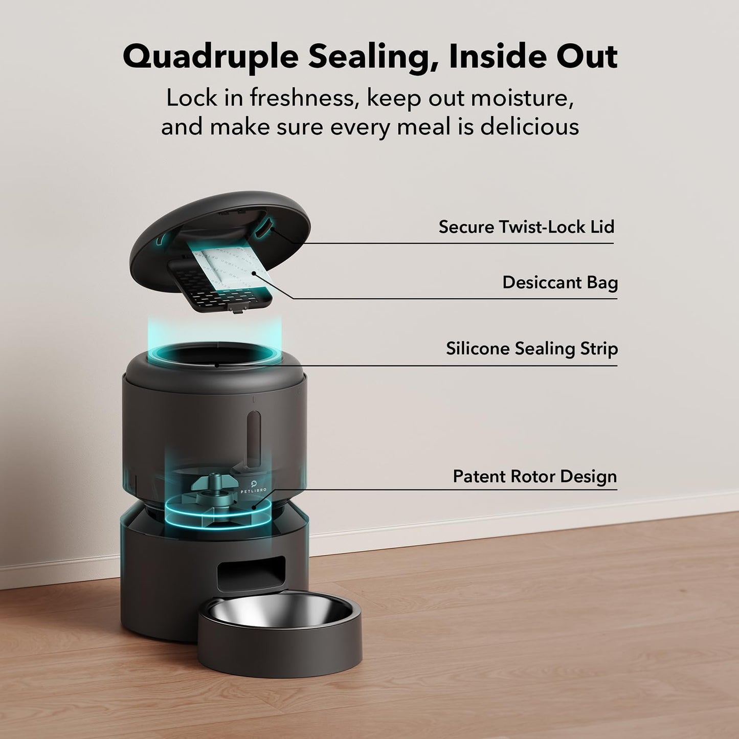 PETLIBRO Automatic Cat Feeder, 5G WiFi Automatic Dog Food Dispenser with Freshness Preservation, 5L Timed Pet Feeder with Low Food Sensor, Up to 10 Meals Per Day