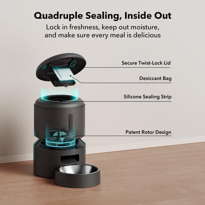 PETLIBRO Automatic Cat Feeder, 5G WiFi Automatic Dog Food Dispenser with Freshness Preservation, 5L Timed Pet Feeder with Low Food Sensor, Up to 10 Meals Per Day