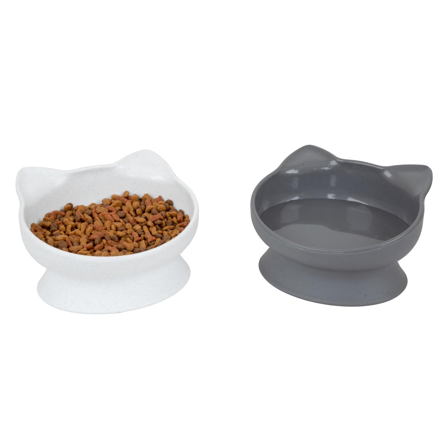 Kitty City Elevated Cat Bowls (Set of 2), Whisker-Friendly Raised Cat Food & Water Dishes, Modern Pedestal Design, Dishwasher Safe