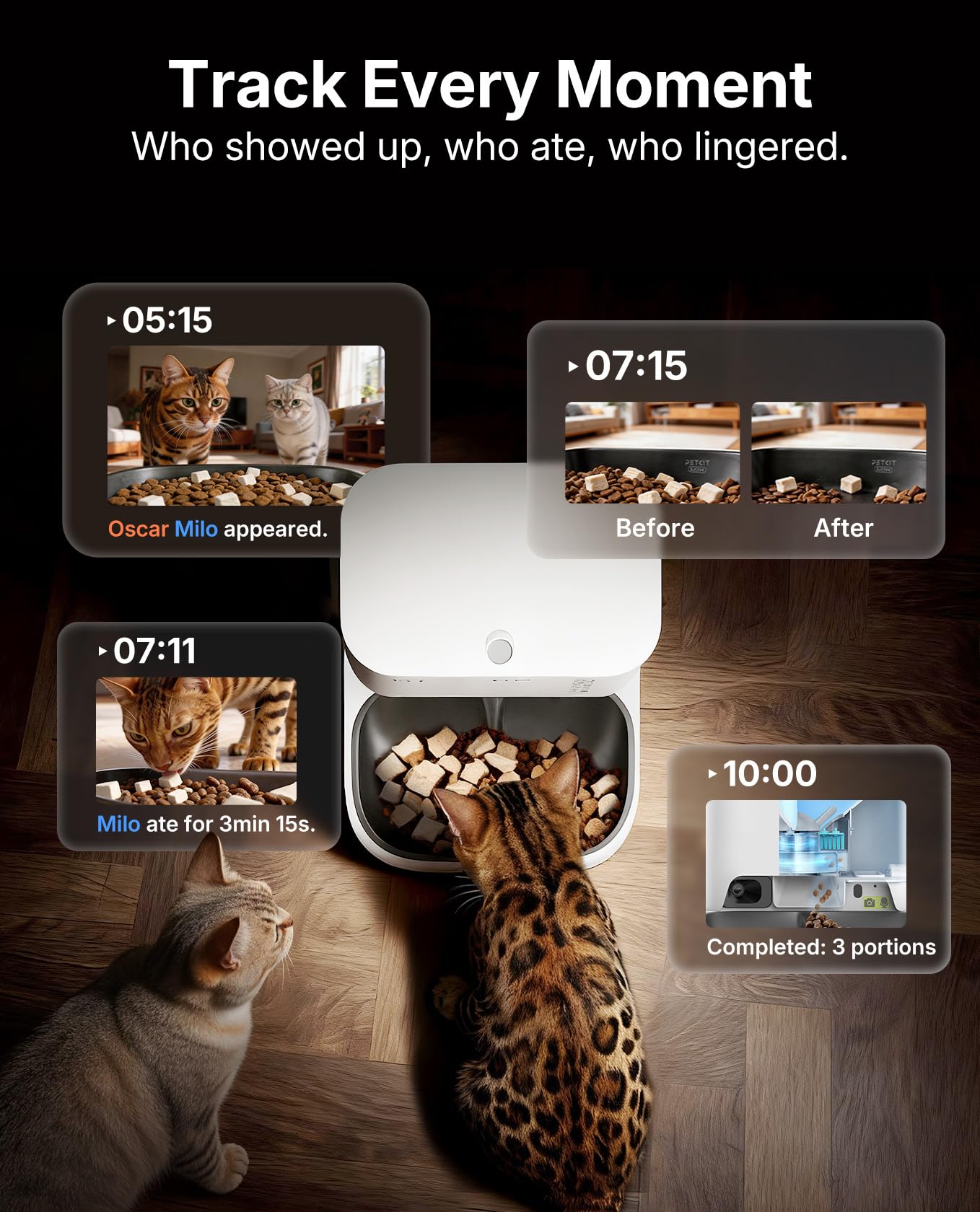 PETKIT Automatic Cat Feeder with Camera, Upgraded Multi-Cat Recognition, 2.4G&5G WiFi Pet Feeder with Freshness Preservation