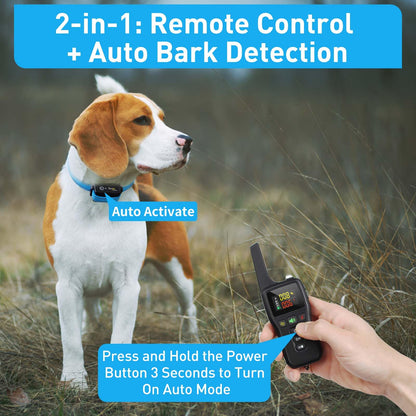 PetJoy Automatic Bark Collar for Dogs - Shock Collar with Remote and Auto Modes, Bark Training Combo - Level 1-5, 3300 Ft Range