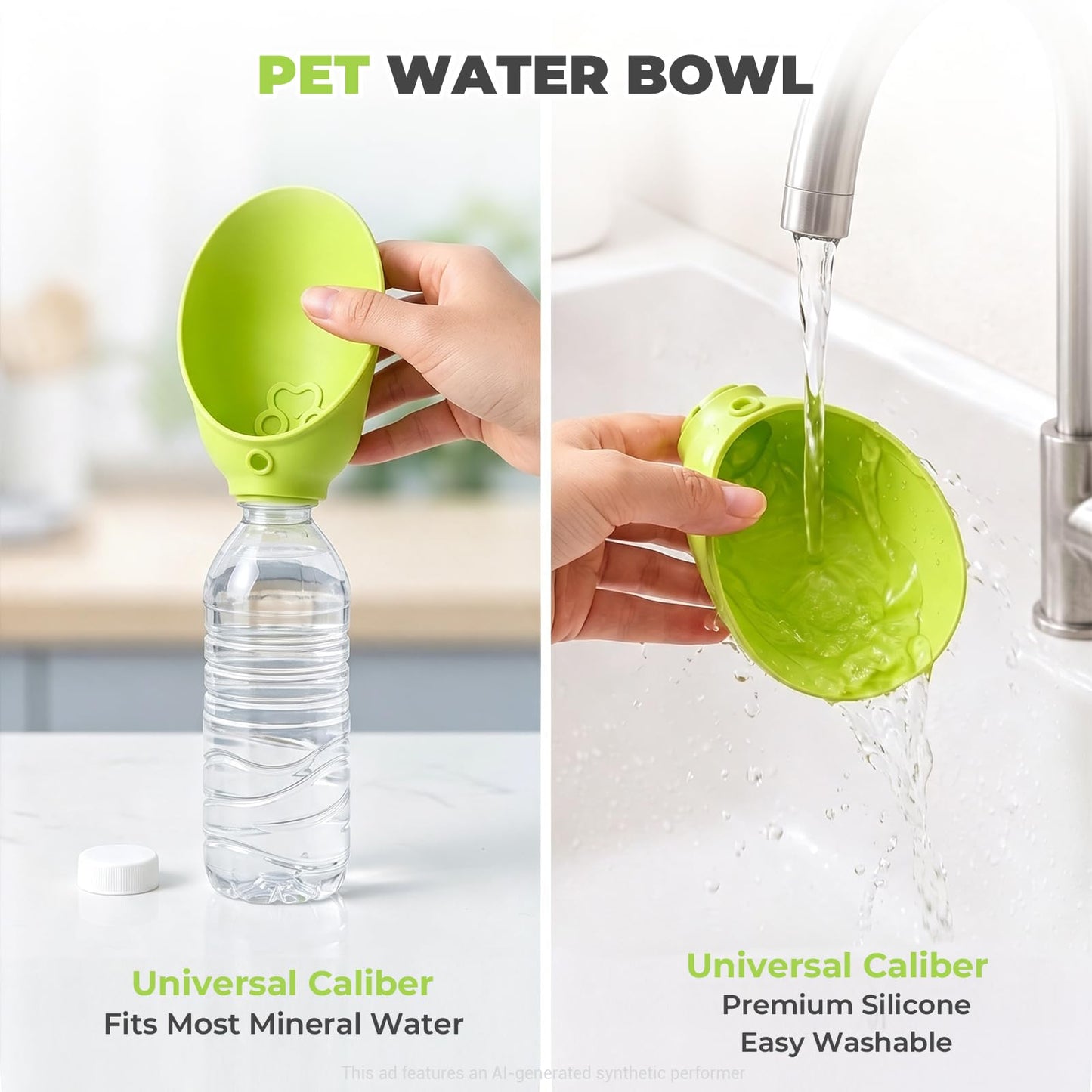 Portable Dog Water Bottle with Foldable Travel Bowl