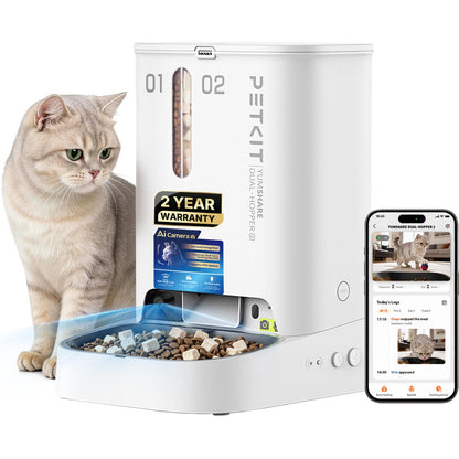 PETKIT Automatic Cat Feeder with Camera, Upgraded Multi-Cat Recognition, 2.4G&5G WiFi Pet Feeder with Freshness Preservation