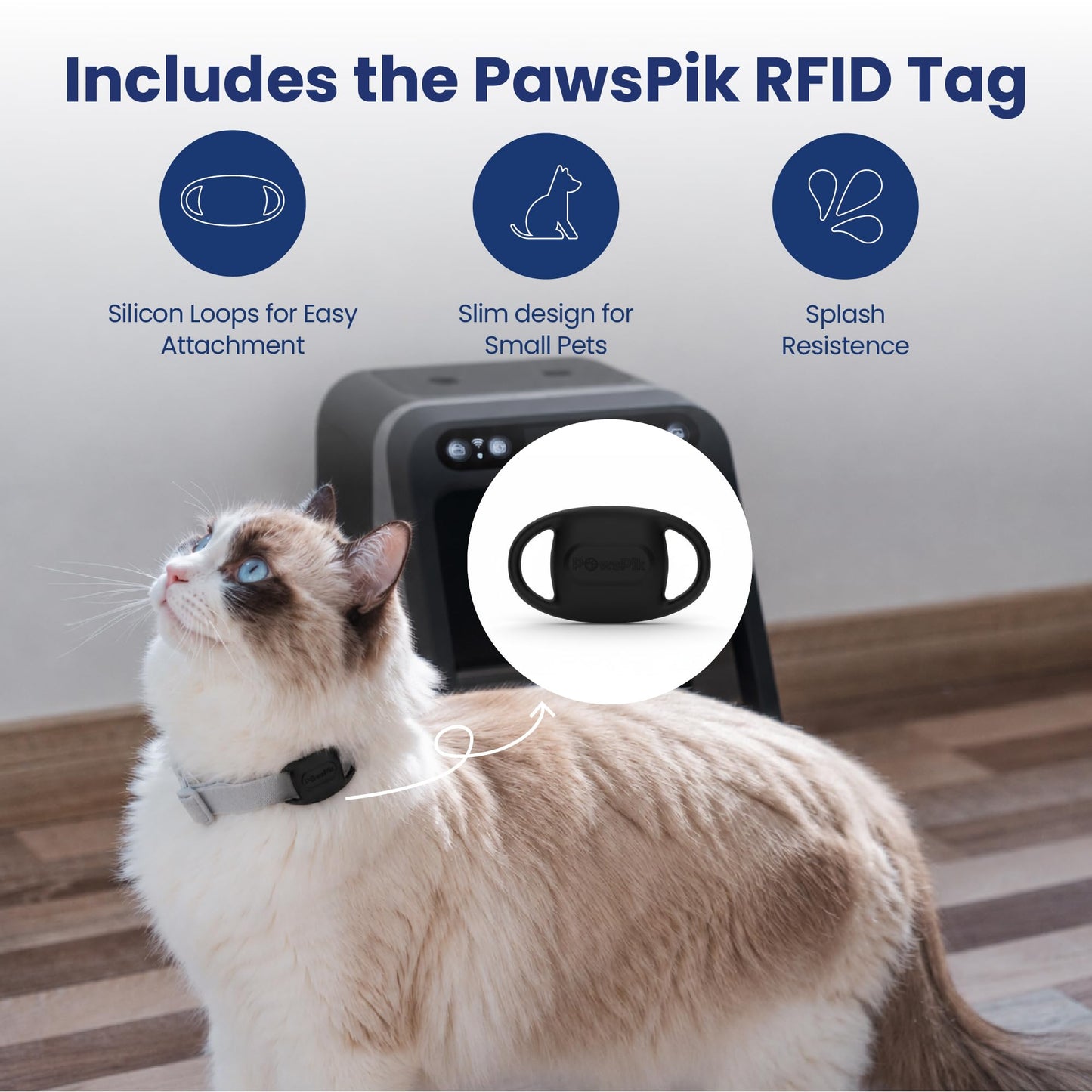 PawsPik Automatic Microchip RFID Cat Feeder,16-Cup, ISO Microchip & PawsPik RFID Tag Compatible, App Control, Portion Control