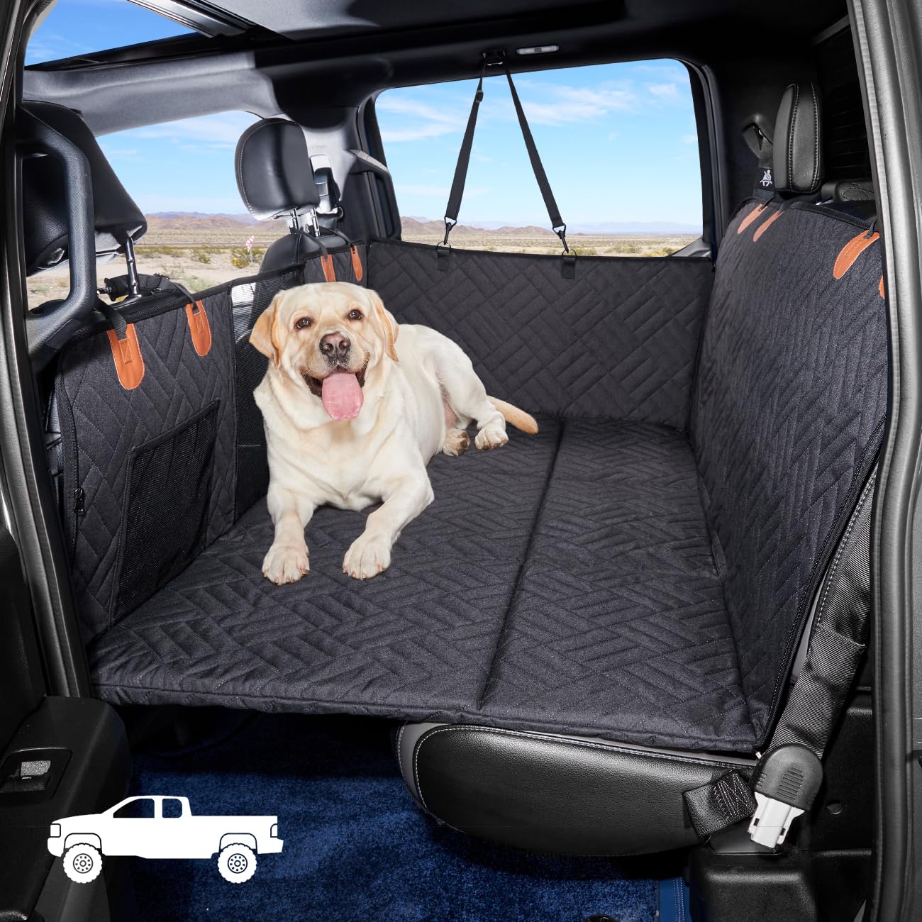 Hard Bottom Dog Car Seat Cover for Back Seat Travel