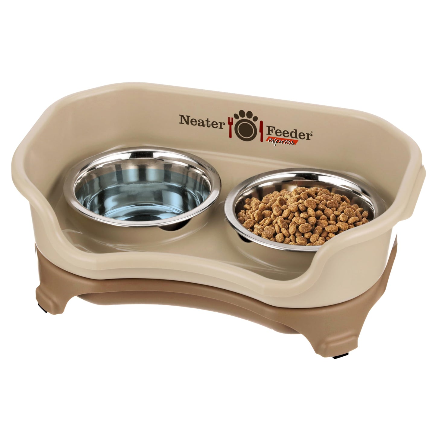 Neater Feeder - Express Model - Mess-Proof Cat & Dog Bowls – Made in USA – Elevated, No Spill, Non-Tip, Non-Slip, Raised Stainless Steel Food & Water Pet Bowls