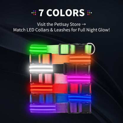 PetIsay Dog Light up Collar for Night Walking - High Visibility LED Dog Collar - Rechargeable - Waterproof - Reflective - Adjustable Lighted Glow Collars
