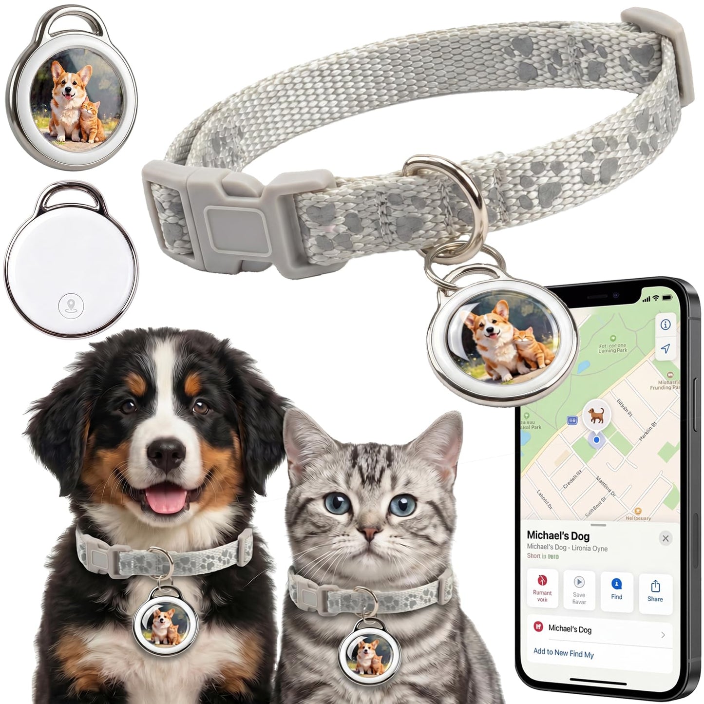 GPS Pet Tracker for Dogs & Cats White