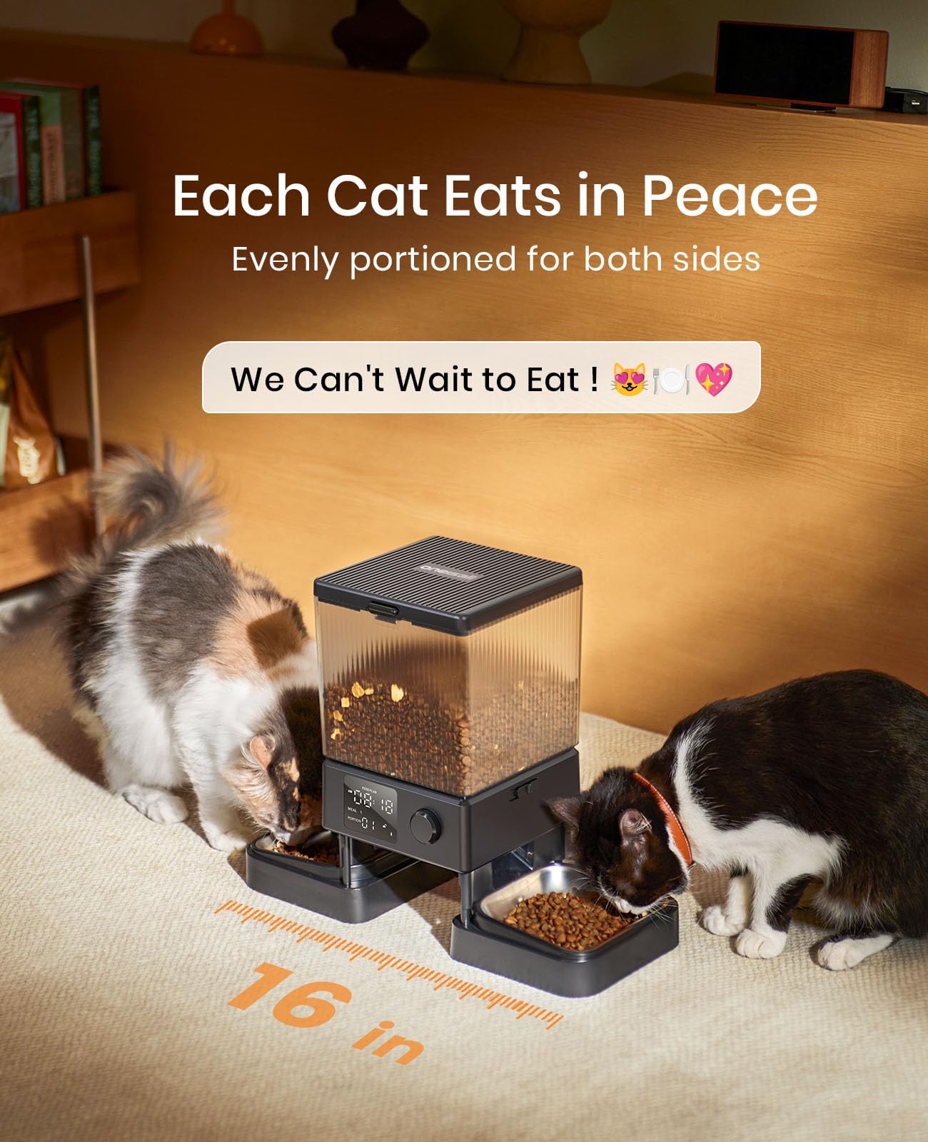 oneisall Automatic Cat Feeder for 2 Cats, Automatic Cat Food Dispenser for 2 Cats Small Pets, 20 Cups/5L