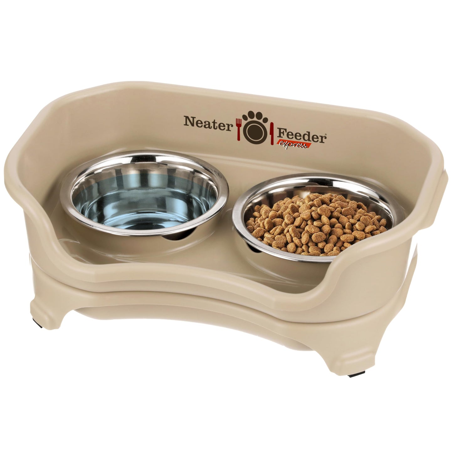 Neater Feeder - Express Model - Mess-Proof Cat & Dog Bowls – Made in USA – Elevated, No Spill, Non-Tip, Non-Slip, Raised Stainless Steel Food & Water Pet Bowls
