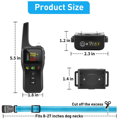 PetJoy Automatic Bark Collar for Dogs - Shock Collar with Remote and Auto Modes, Bark Training Combo - Level 1-5, 3300 Ft Range