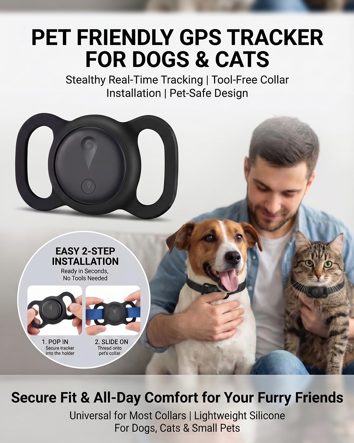 GPS Tracker for Dogs, Smart Dog Tracker with Real-Time Location