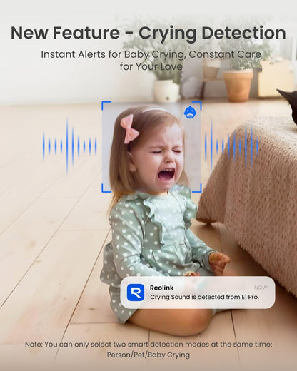 REOLINK Indoor Security Camera Support 2.4/5 GHz Wi-Fi, E1 Pro 4MP HD Plug-in Pet Camera, 360 Degree Baby/Pet Monitor with Auto Tracking, Person/Pet Detection, Night Vision, 2-way Audio, Local Storage