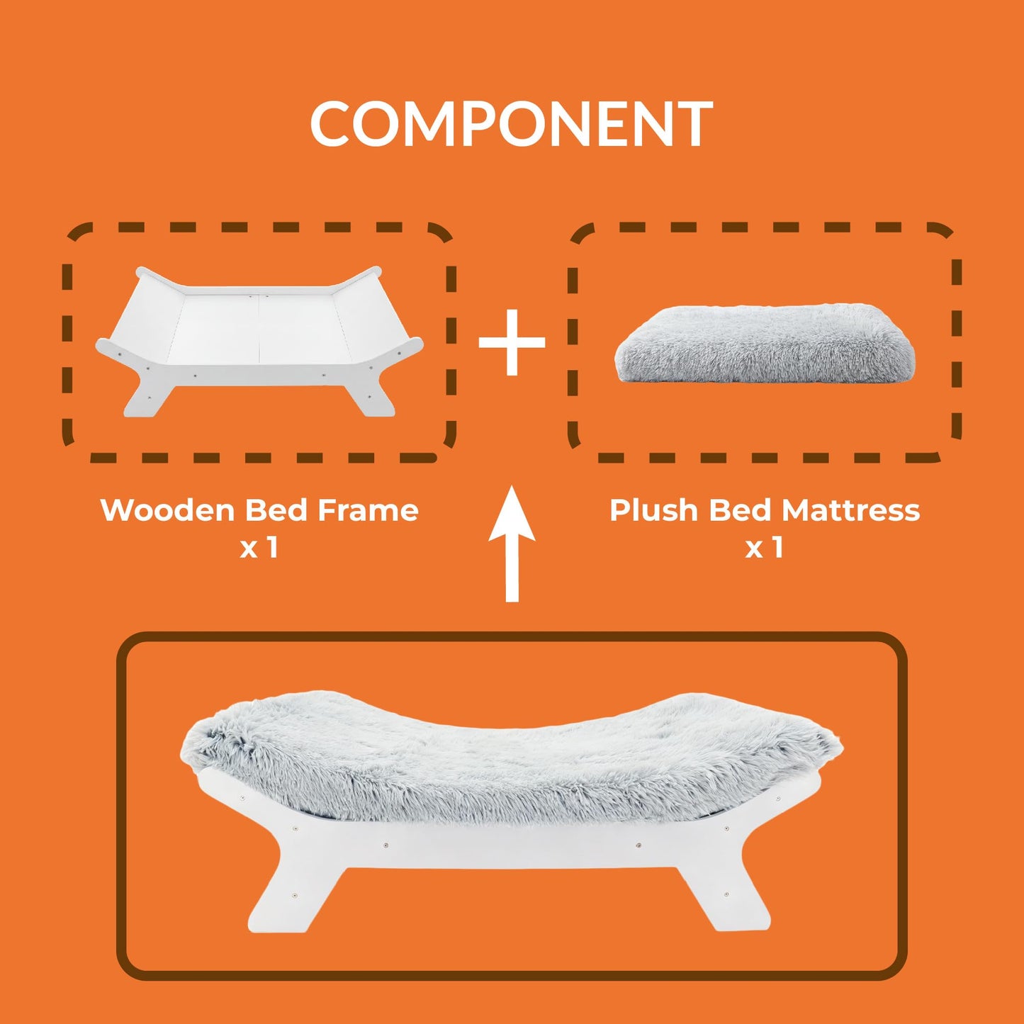 Muihood Elevated Wood Dog Bed Frame with Foam Mattress