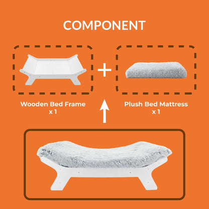Muihood Elevated Wood Dog Bed Frame with Foam Mattress