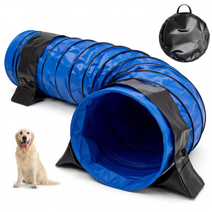 Briwooody 24 in 10 Foot PVC Dog Agility Tunnel with Sandbags Dogs Agility Training Equipment Tunnel with 2 Pack Sandbags, Carry Bag and 4 Ground Spikes for All Medium Large Dogs