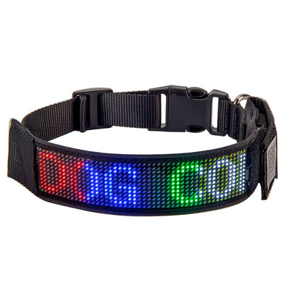 Leadleds Programmable LED Collar Flashing Light Up Rechargeable Pet Dog Safety Collar Glow in The Dark Light-up Neck Loop - Mixcolor LED