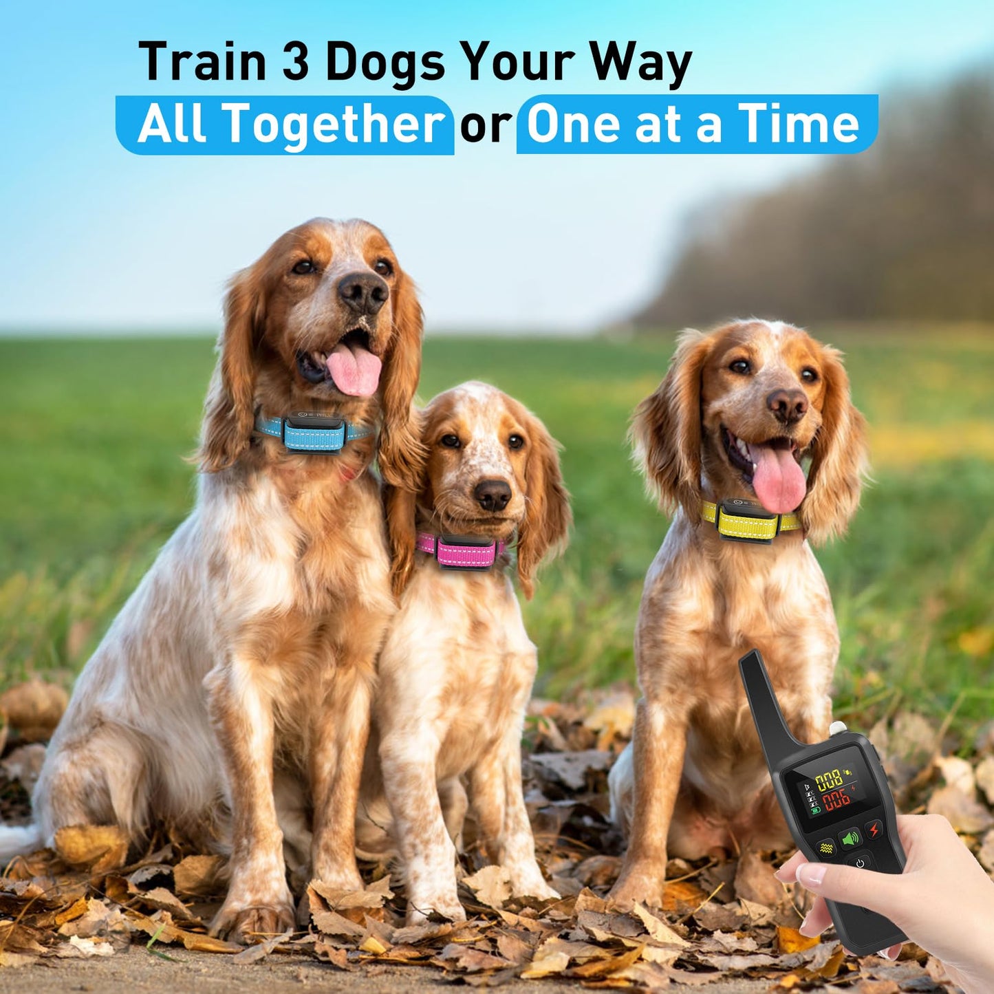 PetJoy Automatic Bark Collar for Dogs - Shock Collar with Remote and Auto Modes, Bark Training Combo - Level 1-5, 3300 Ft Range