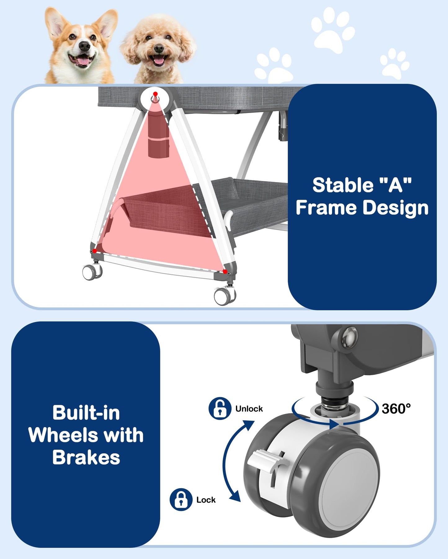 Adjustable Elevated Dog Bed for Small & Medium Dogs