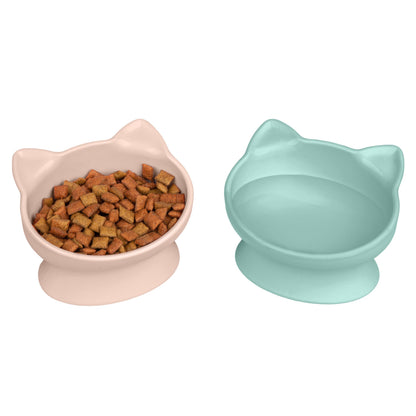 Kitty City Elevated Cat Bowls (Set of 2), Whisker-Friendly Raised Cat Food & Water Dishes, Modern Pedestal Design, Dishwasher Safe