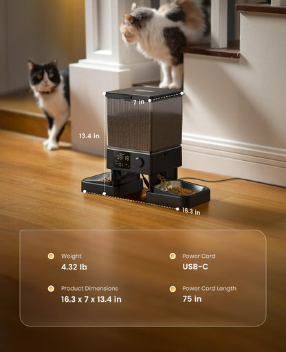 oneisall Automatic Cat Feeder for 2 Cats, Automatic Cat Food Dispenser for 2 Cats Small Pets, 20 Cups/5L