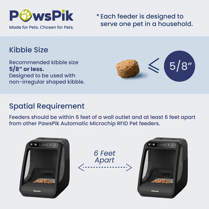 PawsPik Automatic Microchip RFID Cat Feeder,16-Cup, ISO Microchip & PawsPik RFID Tag Compatible, App Control, Portion Control