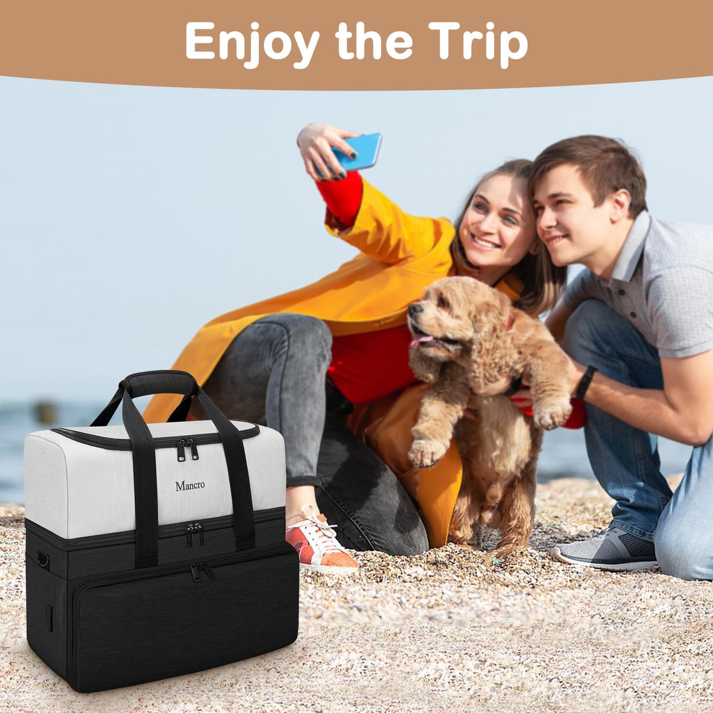 Dual Layer Dog Travel Bag for Road Trips & Camping