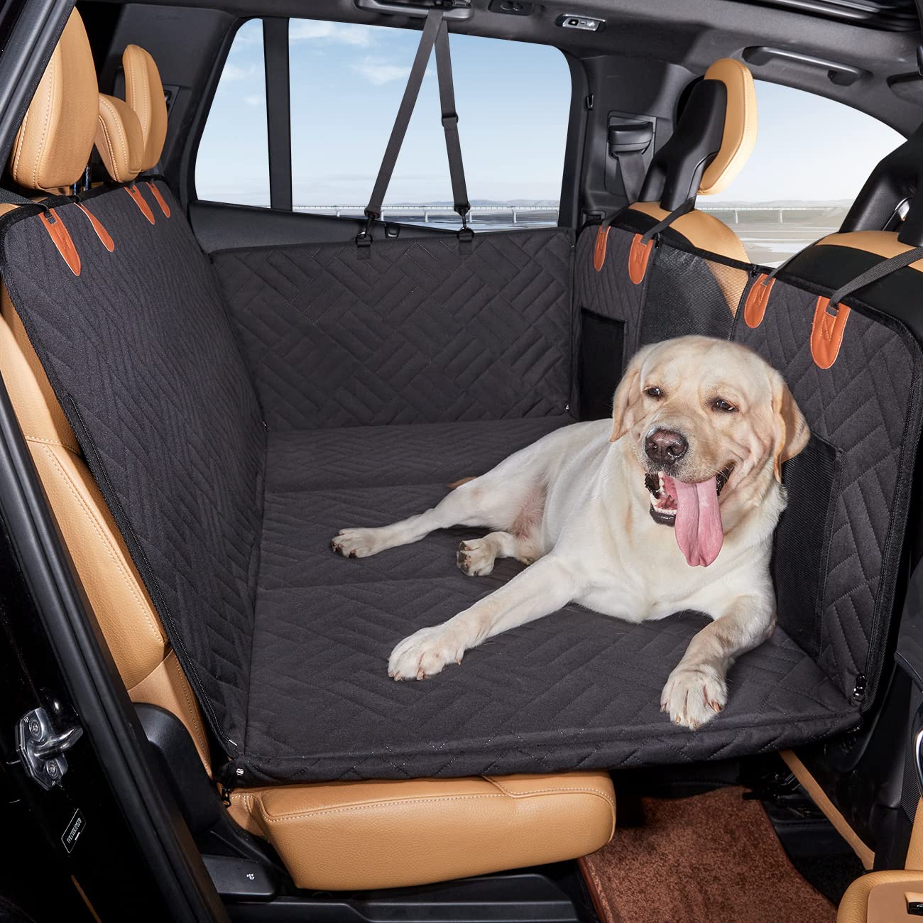 Hard Bottom Dog Car Seat Cover for Back Seat Travel